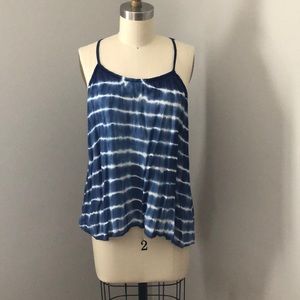 Navy and White tie-dye tank top